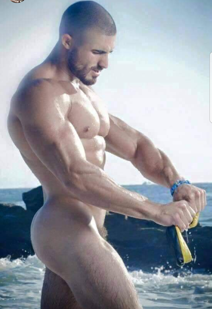 Side profile of man on beach